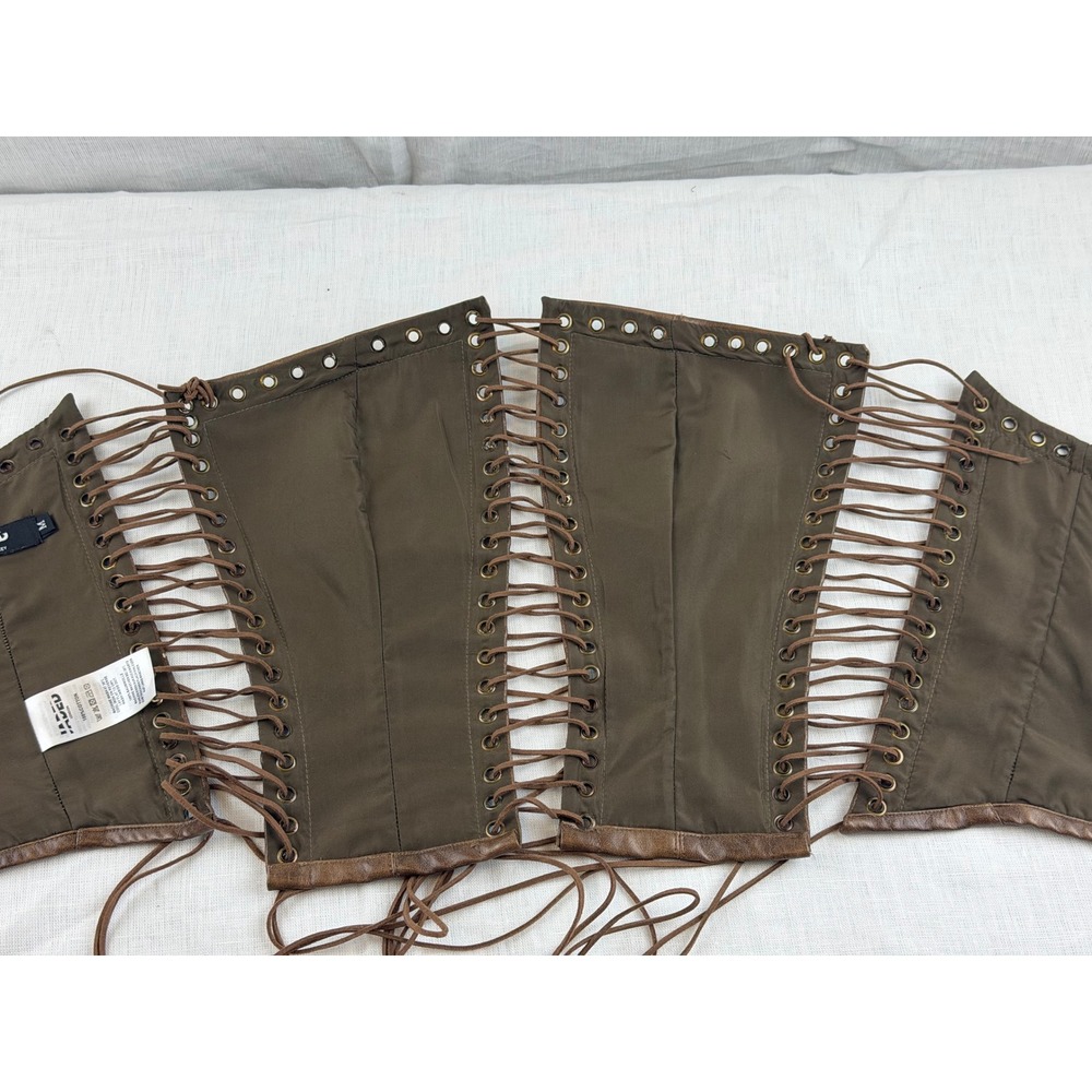 Jaded London Brown Faux Leather Lace Up Corset Top Distressed Steampunk Medium - Picture 5 of 6
